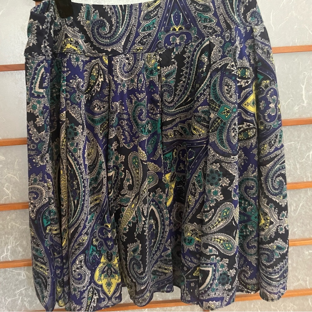INC Blue with Paisley Circle-Swing Skirt, Size L